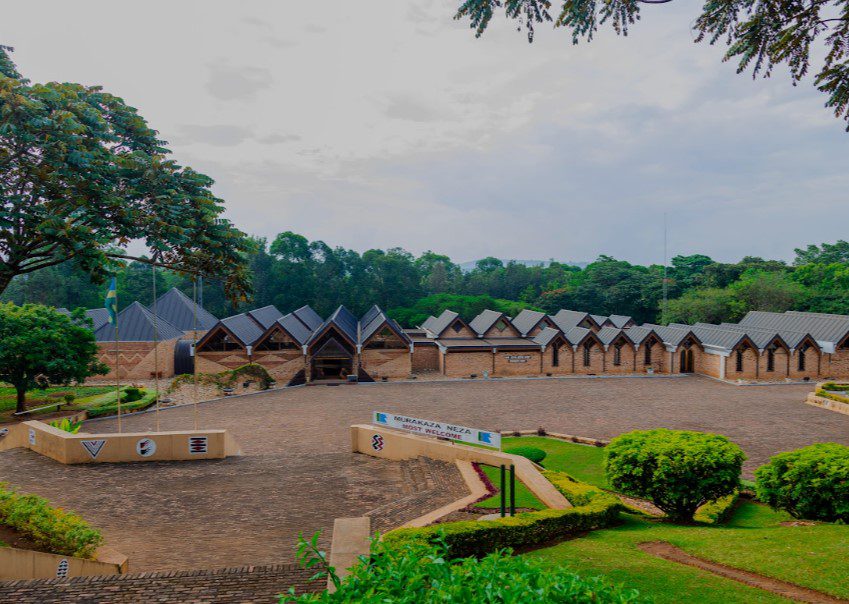 Exterior view of the Ethnographic Museum in Huye, showcasing traditional Rwandan architecture and cultural significance