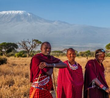 Traditional Maasai dancer performing in vibrant attire, showcasing the rich cultural heritage of the Maasai peopl