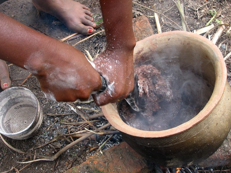 Traditional Batwa community craft and food preparation demonstration