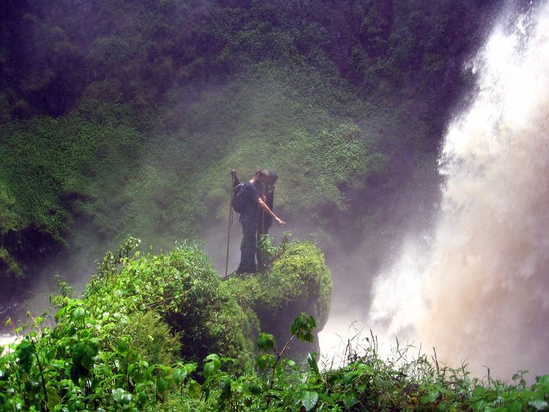 Nyungwe Forest waterfall near Rwanda tea plantation country
