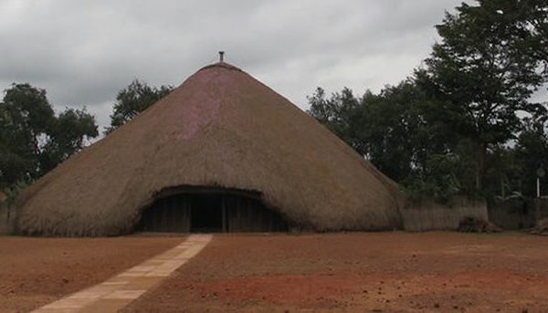 Traditional thatched roof cultural structure in Kampala, Uganda