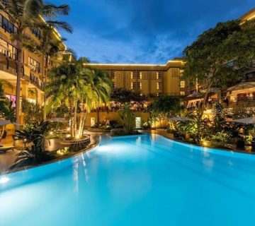 Kigali city hotel and pool at evening, Rwanda