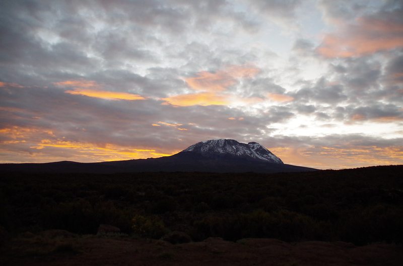 Sunrise over Mount Kilimanjaro at high altitude