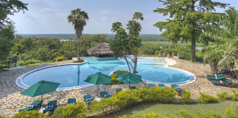 Lodge pool overlooking the Nile near Murchison Falls National Park