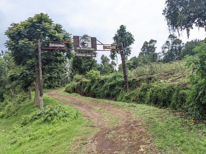 Trailhead sign at the start of the Nyiragongo volcano trek in eastern DRC