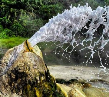 Boiling mineral water at the Sempaya hot springs in Semuliki National Park, Uganda