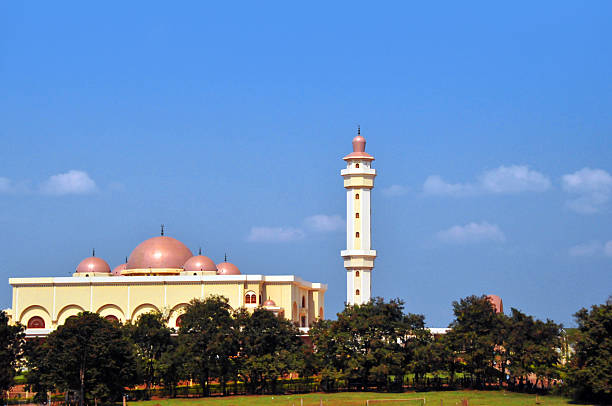 Uganda National Mosque with its large golden dome and tall minaret overlooking Old Kampala Hill
